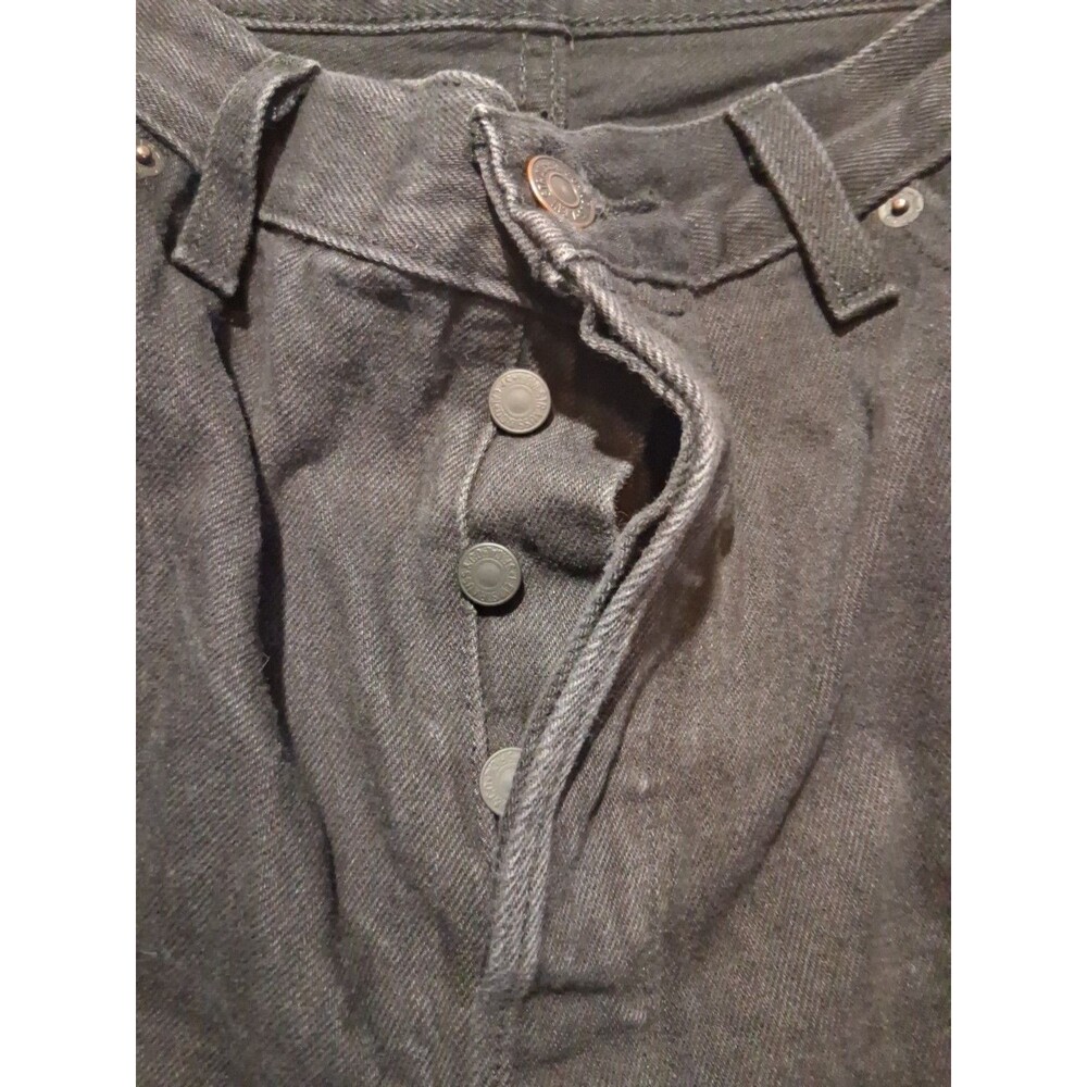 Levi's 501 Jeans Mens 36x30 Black Button Fly Straight Leg Denim Black Patch - Picture 3 of 6